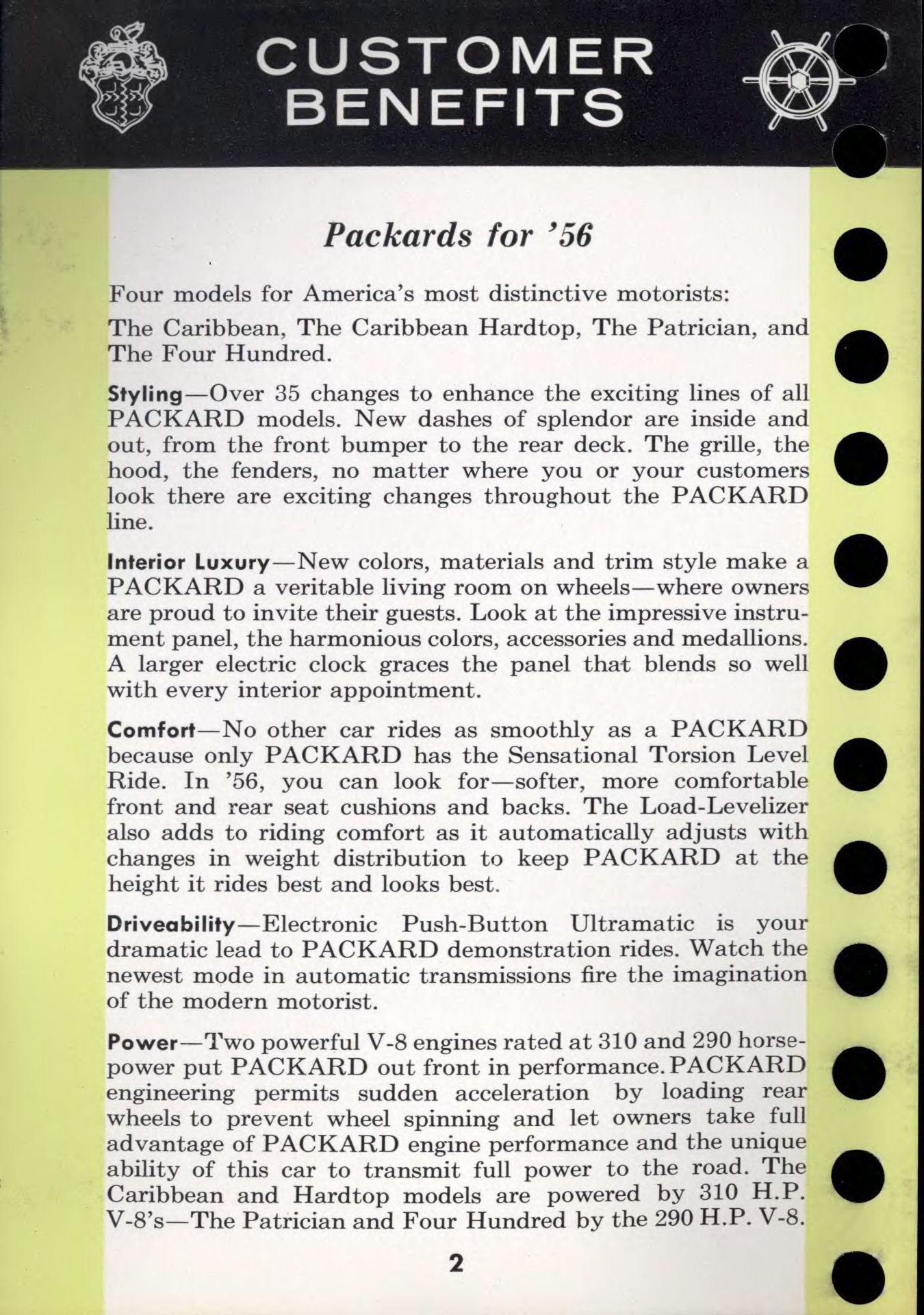 1956 Packard Data Book Page 73